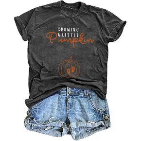 Maternity Halloween Shirt Growing a Little Pumpkin T Shirt Cute Pumpkin Graphic Halloween Pregnancy Short Sleeve Tops in Saudi Arabia