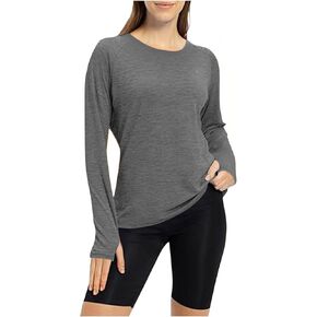 Long Sleeve Shirts for Women Fall Fashion Crewneck Basic Tops Loose Fitted Tops with Thumb Hole Outfits Clothes in Kuwait