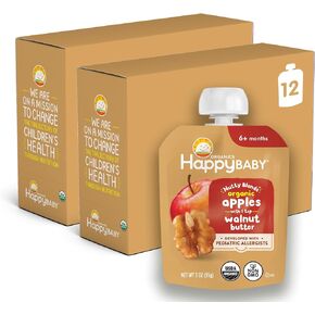 Happy Baby Organics Nutty Blends Stage 2, Bananas & Peanut Butter Organic Baby Food, Pack of 12 (3 oz each) in Saudi Arabia