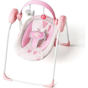 Portable Baby Swing, Pink Electric Infant Swing with 5 Speed Levels, 6 Songs & Timer – Battery-Powered Only (No Batteries Included) Pink and White in Saudi Arabia