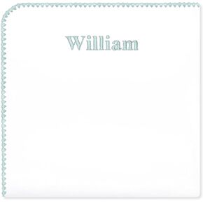 Personalize It, Baby Gift Blanket, Ultimate Swaddle, Made in USA, Premium Cotton Flannel, Plain White with Pastel SeaCrystal Trim Large 42" x 42" (Mom's Choice Award Winner) in Saudi Arabia