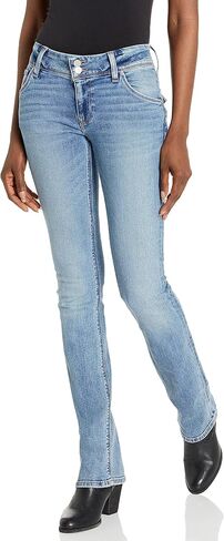 Hudson Jeans Women's Beth MID-Rise Baby Boot, Coated Black Beaut, 30 in Kuwait