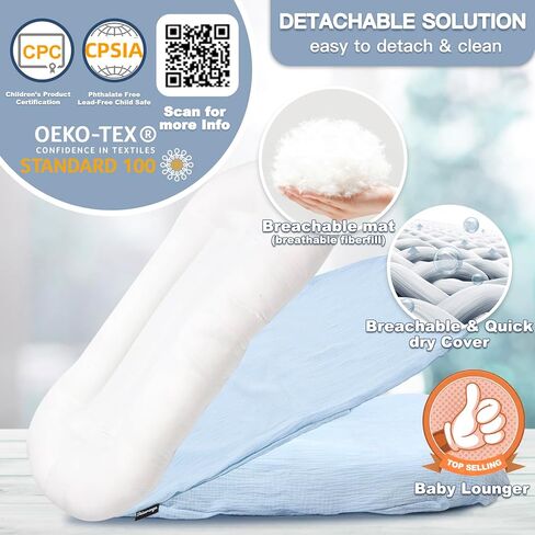 Baby Lounger - Snuggle Me Indist Lounger for Newborns | وسادة وقت مستيقظ ، ناعمة ومحمولة ، هدية أساسية- أبيض (شملت غطاء التسكع) in Kuwait