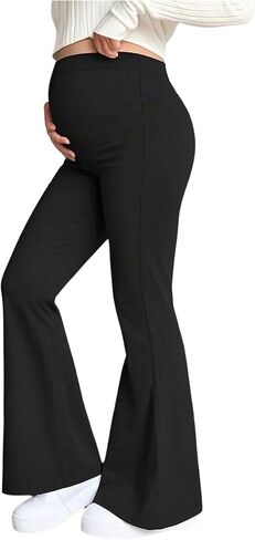MakeMeChic Women's Maternity Pants High Waisted Bell Bottom Flare Going Out Pants Pregnancy Trousers in Saudi Arabia