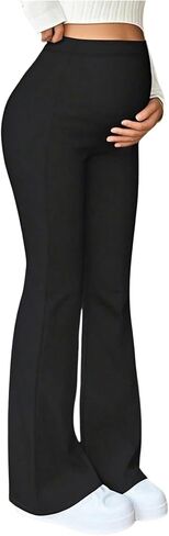 MakeMeChic Women's Maternity Pants High Waisted Bell Bottom Flare Going Out Pants Pregnancy Trousers in Saudi Arabia