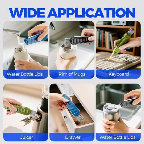 6 Pack Holikme 4 in 1 Cup Lid Cleaning Brush Set with 3 Straws, Multifunctional Bottle Brush, Silicone Cup Lid Gap Cleaner, Durable Bristle Crevice Cleaning Brush, Navy in Saudi Arabia