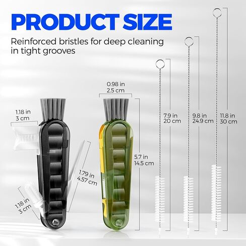 6 Pack Holikme 4 in 1 Cup Lid Cleaning Brush Set with 3 Straws, Multifunctional Bottle Brush, Silicone Cup Lid Gap Cleaner, Durable Bristle Crevice Cleaning Brush, Navy in Saudi Arabia