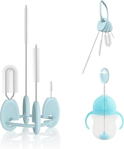 مجموعة فرشاة القش ، مجموعة نظافة من 4 قطع مع حلقة رئيسية مخصصة للقش القابل لإعادة الاستخدام ، Tumblers وزجاجات المياه - مصممة للأطفال والكبار ، الأرجواني in Kuwait