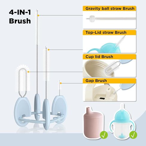 مجموعة فرشاة القش ، مجموعة نظافة من 4 قطع مع حلقة رئيسية مخصصة للقش القابل لإعادة الاستخدام ، Tumblers وزجاجات المياه - مصممة للأطفال والكبار ، الأرجواني in Kuwait
