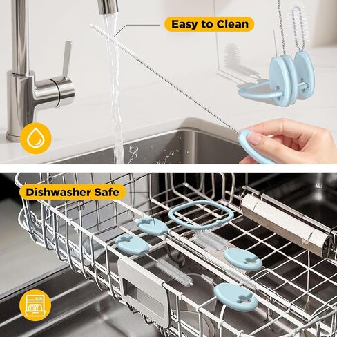 مجموعة فرشاة القش ، مجموعة نظافة من 4 قطع مع حلقة رئيسية مخصصة للقش القابل لإعادة الاستخدام ، Tumblers وزجاجات المياه - مصممة للأطفال والكبار ، الأرجواني in Kuwait