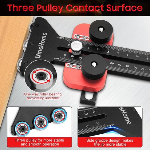 Thin Rip Jig Table Saw Jig Guide, Repetitive Narrow Strip Cuts 3 Pulleys Woodworking Tools, Fits for 3/8"x3/4" U Slot & 1/4"x3/8" T Slot in Saudi Arabia