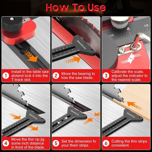Thin Rip Jig Table Saw Jig Guide, Repetitive Narrow Strip Cuts 3 Pulleys Woodworking Tools, Fits for 3/8"x3/4" U Slot & 1/4"x3/8" T Slot in Saudi Arabia