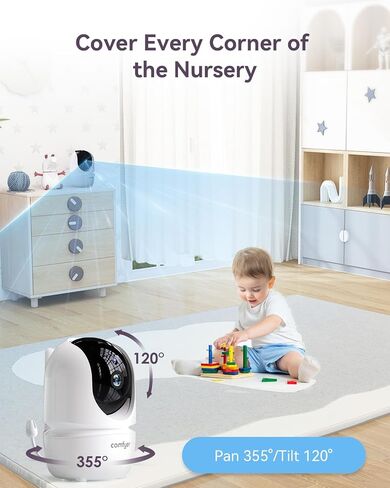 7" Split-Screen Baby Monitor with 2 1080P Cameras, 720P HD No WiFi Monitor with a Flexible Bracket, Video Baby Monitor with Camera and Audio, 2 Way Audio, Remote PTZ, Auto Night Vision in Saudi Arabia