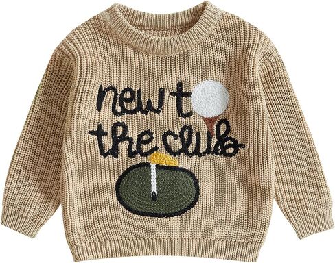 Baby Boy Girl Knit Sweater Fall Winter Clothes Toddler Infant Golf Birthday Outfits Chunky Warm Pullovers Knitwear in Saudi Arabia
