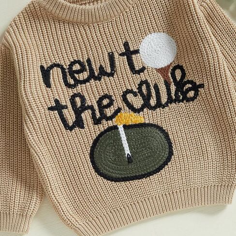 Baby Boy Girl Knit Sweater Fall Winter Clothes Toddler Infant Golf Birthday Outfits Chunky Warm Pullovers Knitwear in Saudi Arabia