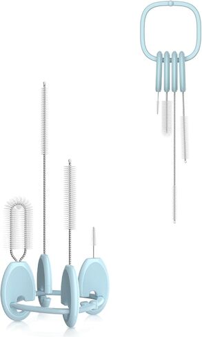 YOTIME Standing Straw Cleaner Brush Set, 4in1 Reusable Straw Brushes with Holder Ring, for Wide and Narrow Straws, Tumblers, Water Bottles and Cups, Pink in Kuwait