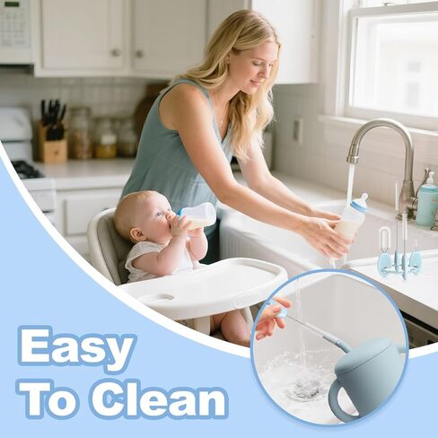 YOTIME Standing Straw Cleaner Brush Set, 4in1 Reusable Straw Brushes with Holder Ring, for Wide and Narrow Straws, Tumblers, Water Bottles and Cups, Pink in Kuwait