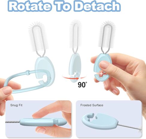 YOTIME Standing Straw Cleaner Brush Set, 4in1 Reusable Straw Brushes with Holder Ring, for Wide and Narrow Straws, Tumblers, Water Bottles and Cups, Pink in Kuwait