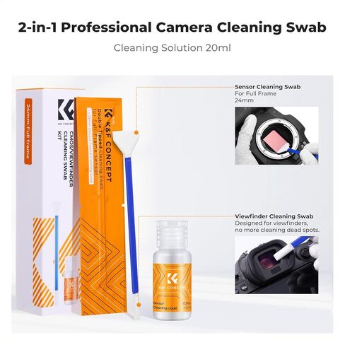 K & F Concept 2-1 24mm Flaf Frame Cleaning مسحة ، مسحة تنظيف عدسة الكاميرا ، مع منظف مستشعر 20 مل ، CMOs DSLR Digital Camer in Kuwait