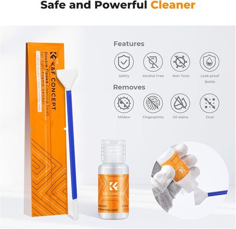 K & F Concept 2-1 24mm Flaf Frame Cleaning مسحة ، مسحة تنظيف عدسة الكاميرا ، مع منظف مستشعر 20 مل ، CMOs DSLR Digital Camer in Kuwait