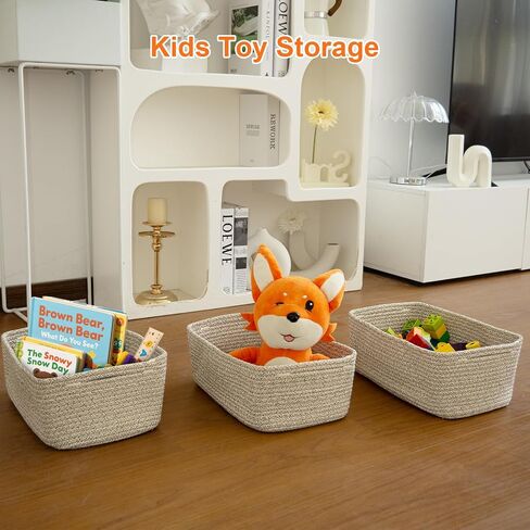 Storage Baskets for Organizing, Small Storage Bins for Shelves, Gift Basket Empty, Cute Woven Decorative Closet Organizer, Baby Rope Basket, Dog Toy Storage, 11x7.5x4.5", 3Packs Mixed Brown in Saudi Arabia