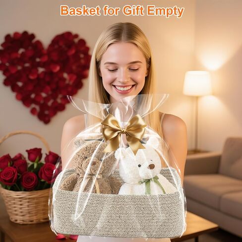 Storage Baskets for Organizing, Small Storage Bins for Shelves, Gift Basket Empty, Cute Woven Decorative Closet Organizer, Baby Rope Basket, Dog Toy Storage, 11x7.5x4.5", 3Packs Mixed Brown in Saudi Arabia