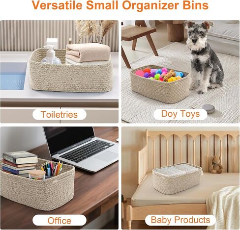 Storage Baskets for Organizing, Small Storage Bins for Shelves, Gift Basket Empty, Cute Woven Decorative Closet Organizer, Baby Rope Basket, Dog Toy Storage, 11x7.5x4.5", 3Packs Mixed Brown in Saudi Arabia