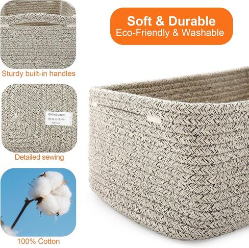 Storage Baskets for Organizing, Small Storage Bins for Shelves, Gift Basket Empty, Cute Woven Decorative Closet Organizer, Baby Rope Basket, Dog Toy Storage, 11x7.5x4.5", 3Packs Mixed Brown in Saudi Arabia