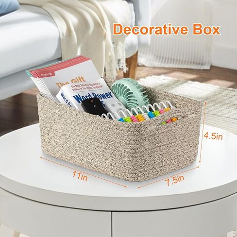 Storage Baskets for Organizing, Small Storage Bins for Shelves, Gift Basket Empty, Cute Woven Decorative Closet Organizer, Baby Rope Basket, Dog Toy Storage, 11x7.5x4.5", 3Packs Mixed Brown in Saudi Arabia