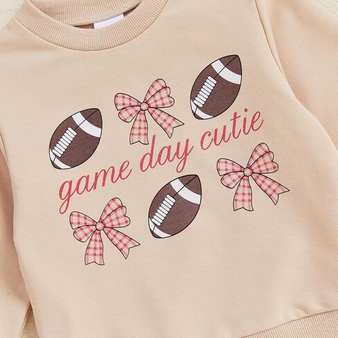 Baby Boys Girls Fall Football Sweatshirt Sunday Funday Rugby Theme Crew Neck Pullover For Infant Toddler Kids in Kuwait