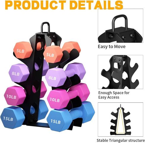 Weight Rack for Dumbbells(Dumbbells not included), EXBTOKA Compact A-Frame Dumbbell Rack Stand Only, Dumbbell Rack with Handle, for Home Gym Workout in Kuwait