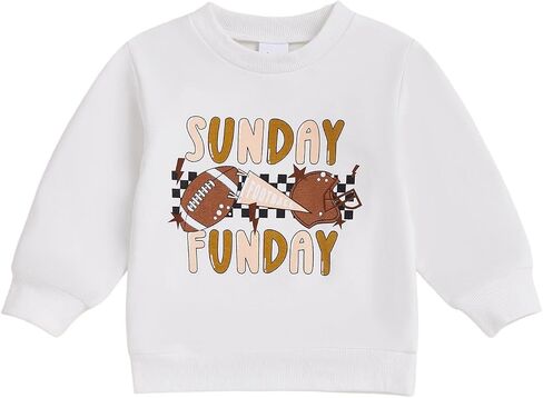 Baby Boy Girls Fall Football Switchert Sunday Funday Funday Rugby موضوع طاقم الرقبة للطفل للأطفال الصغار in Saudi Arabia