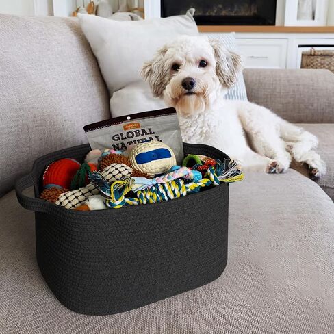 Wicker Basket for Storage, 15"x11"x9" Woven Basket with Handle, Rectangular Cute Storage Bin for Books, Shoes, Clothes, Towels, Decorative Gift Bin Empty, Stuffed Animal Organizer, Home Decor in Saudi Arabia