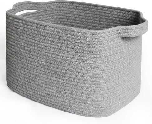 Wicker Basket for Storage, 15"x11"x9" Woven Basket with Handle, Rectangular Cute Storage Bin for Books, Shoes, Clothes, Towels, Decorative Gift Bin Empty, Stuffed Animal Organizer, Home Decor in Saudi Arabia