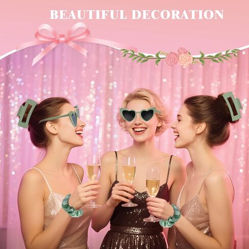 Sage Green Bridesmaid Gifts for Proposal, 6PCS Girls Gift Set with Hair Claws, Scrunchies, Makeup Clips & Heart Sunglasses, Wedding Bachelorette Party Favors, Birthday Gifts for Women Teens in Saudi Arabia