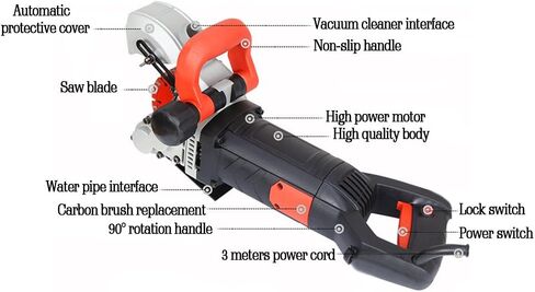 ZXMOTO Wall Groove Cutting Machine +Carry Box 110V 4800W,With 5 PCS Saw Blades Wall Slotting Machine Electric Wall Chaser for Brick Granite Marble Concrete 42MM Cutting Width/41MM Cutting Depth in Saudi Arabia