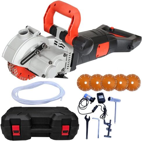 ZXMOTO Wall Groove Cutting Machine +Carry Box 110V 4800W,With 5 PCS Saw Blades Wall Slotting Machine Electric Wall Chaser for Brick Granite Marble Concrete 42MM Cutting Width/41MM Cutting Depth in Saudi Arabia