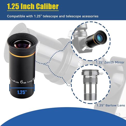 SVBONY Telescope Eyepiece Fully Multi Coated 1.25 inches Telescope Lens 66 Degree Ultra Wide Angle Bundle with Barlow Lens 2X, 1.25 inch Barlow Lens with Multi Coated, Telescope Accessories in Saudi Arabia