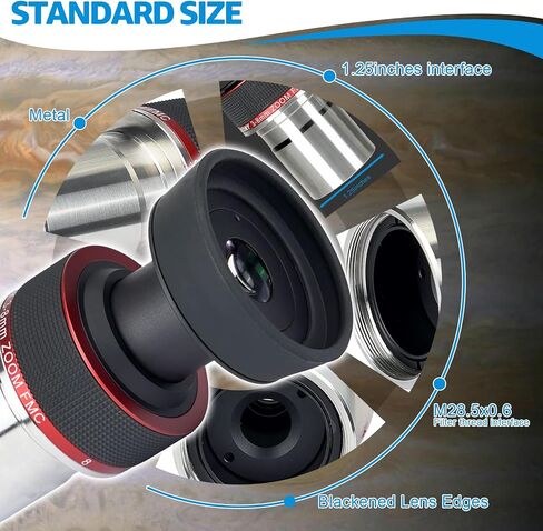 SVBONY Zoom Eyepiece Set, Achieve Zoom Range 3-20mm, SV215 Zoom Eyepiece, 1.25'' 3-8mm Eyepiece Bundle with SV230 Telescope Eyepiece, 8-20mm Zoom Eyepiece for Astronomy Planetary Visual in Saudi Arabia