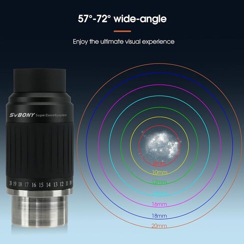 SVBONY Zoom Eyepiece Set, Achieve Zoom Range 3-20mm, SV215 Zoom Eyepiece, 1.25'' 3-8mm Eyepiece Bundle with SV230 Telescope Eyepiece, 8-20mm Zoom Eyepiece for Astronomy Planetary Visual in Saudi Arabia