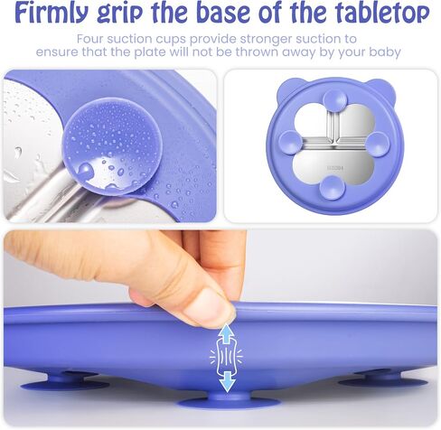 Stainless Steel Kids Plate with Suction Set of 2, 9″ Toddler Divided Plates with Removable Non Slip Silicone Sleeves, Baby Snack Dishes, Non Toxic and BPA Free, Light Pink & Baby Blue in Saudi Arabia
