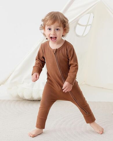 Bafeicao 3 Pack Baby Boy Girlbers مع الأصفاد القفاز ، والقطن المضلع 2 الطريق سحاب Romper قطعة واحدة من الملابس in Kuwait
