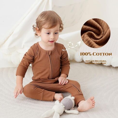 Bafeicao 3 Pack Baby Boy Girlbers مع الأصفاد القفاز ، والقطن المضلع 2 الطريق سحاب Romper قطعة واحدة من الملابس in Kuwait
