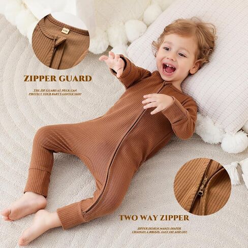 Bafeicao 3 Pack Baby Boy Girlbers مع الأصفاد القفاز ، والقطن المضلع 2 الطريق سحاب Romper قطعة واحدة من الملابس in Kuwait
