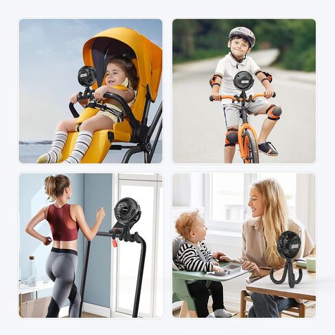 COMLIFE Baby Stroller Fan With Light, Rechargeable Battery Operated, Max 10Hrs Cooling, 3 Speeds, 360° Rotate USB Desk Fan, Flexible Tripod Clip On Fan for Stroller Car Seat Crib Treadmill Golf Cart in Saudi Arabia
