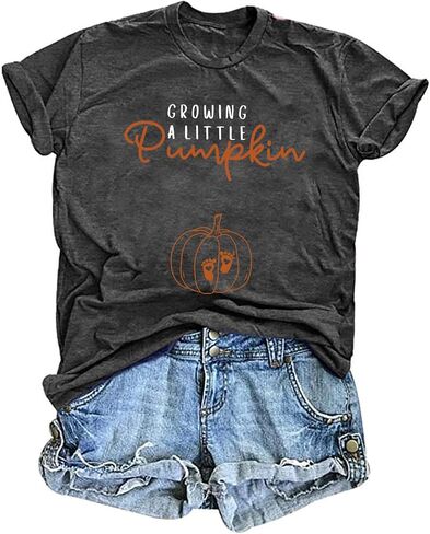 Maternity Halloween Shirt Growing a Little Pumpkin T Shirt Cute Pumpkin Graphic Halloween Pregnancy Short Sleeve Tops in Saudi Arabia