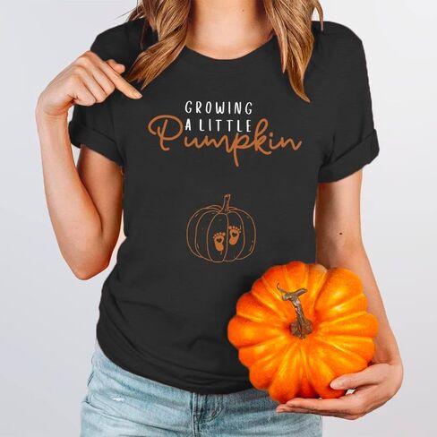 Maternity Halloween Shirt Growing a Little Pumpkin T Shirt Cute Pumpkin Graphic Halloween Pregnancy Short Sleeve Tops in Saudi Arabia