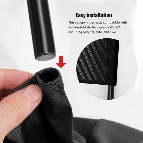 Stretchy Panoramic Canopy Compatible with Wonderfold Stroller Wagons W2/W4 All Models,UPF50+ Sun Protection with Two Mesh Windows,Sun Shade and Protection(Black) in Saudi Arabia