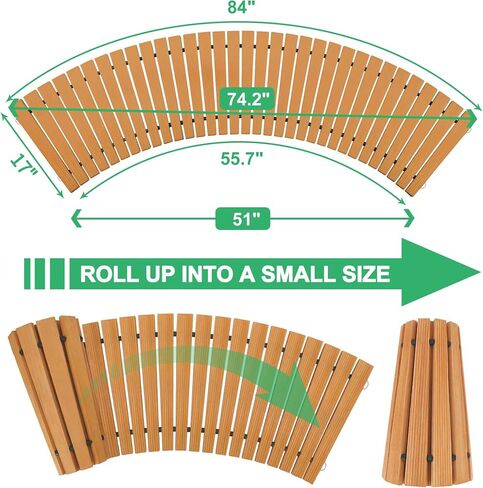 RELIANCER 6' Wooden Garden Pathway,Outdoor Roll Out Cedar Curved Walkway,Patio Path Decorative Garden Boardwalk Walkways,Weather-Resistant Roll Up Beach Wood Road Floor,Wedding Party Pathways in Kuwait
