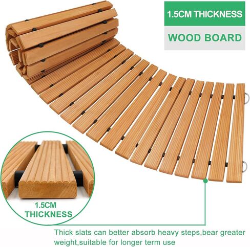 RELIANCER 6' Wooden Garden Pathway,Outdoor Roll Out Cedar Curved Walkway,Patio Path Decorative Garden Boardwalk Walkways,Weather-Resistant Roll Up Beach Wood Road Floor,Wedding Party Pathways in Kuwait